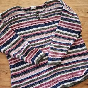 Vintage Stefano Intl. Pink Olive Blue Striped Sweater 2X/22/24